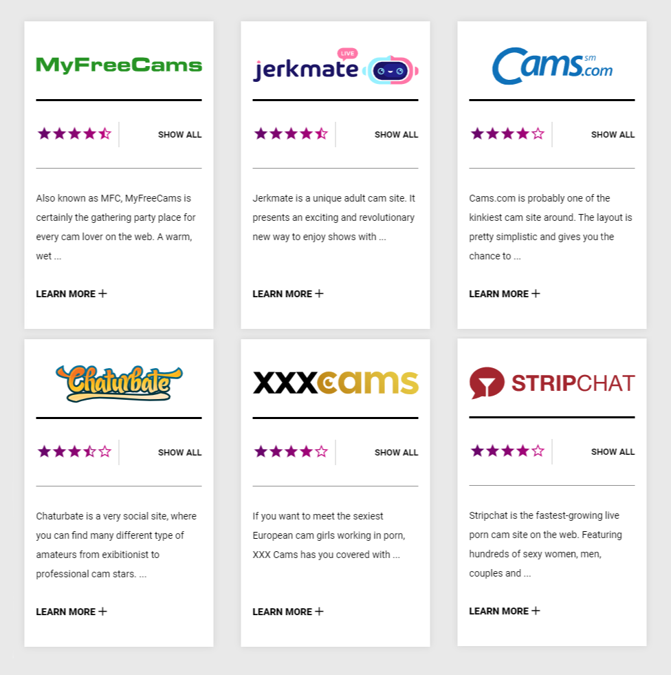 cam sites profiles review list